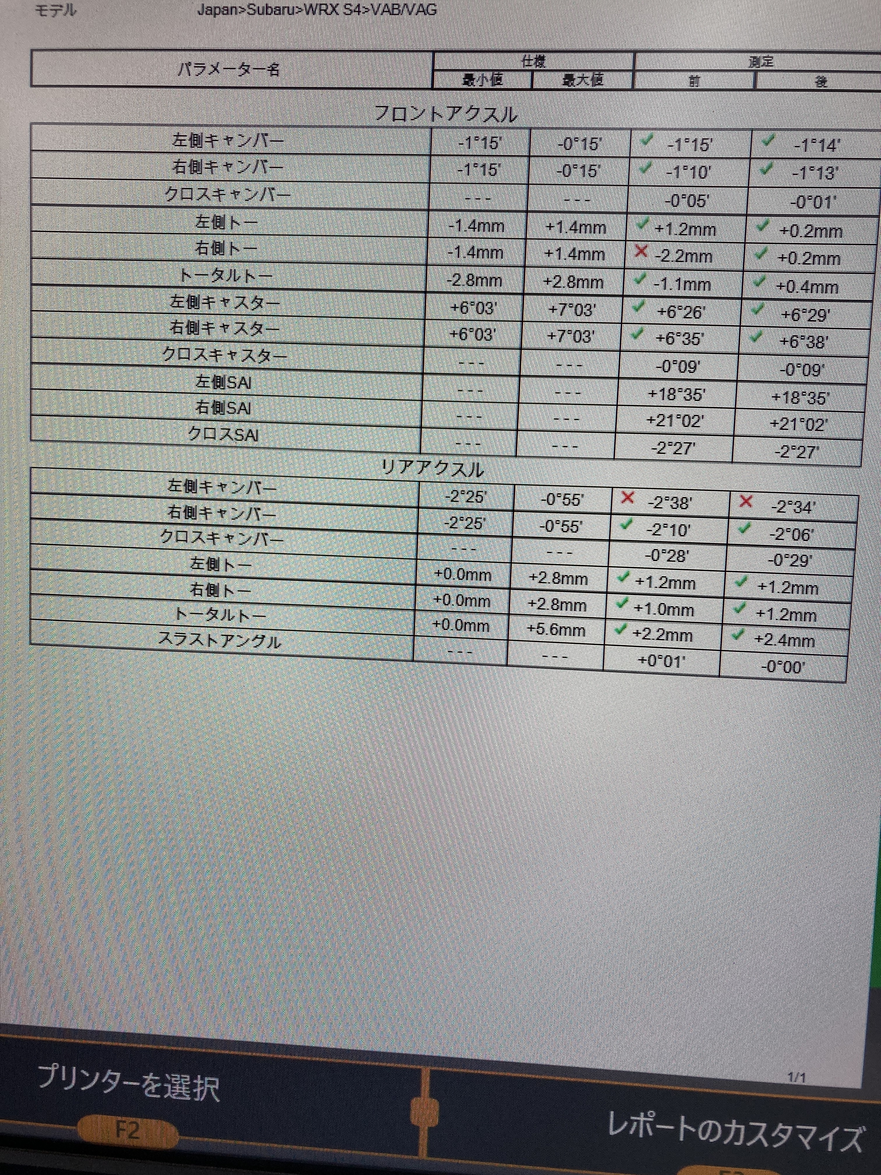スバル：WRX S4 アライメント調整！！｜タイヤ市場鶴岡インター店